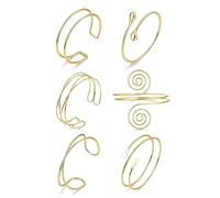 QKEPCY 6 Pieces Upper Arm Bracelets for Women Adjustable Vintage Upper Arm Cuff Minimalist Boho Punk Gr racelet Swirl Arm Bangle Set Adjustable, Metal