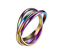 QKEPCY Anxiety Rings for Women Rotatable Fidget Ring Stainless Steel Anxiety Stress Reliever Spinner Ring Celtic Knot Infinity Stacking Ring Jewelry Gift for Women Girls Daughter (7, Multi-color)