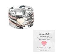 QKEPCY Heart Anxiety Ring Silver Fidget Ring Love Spinner Rings for Stress Anxiety Relief Rotatable Meditation Rings Jewelry Gifts Rings for Women Girls (8)
