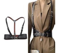 QKEPCY Punk Leather Corset Waist Belt for Women and Girls - Adjustable Elastic Underbust Harness - Goth Body Vest for Cosplay Party Rave Halloween Costume (Type A)