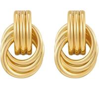 QKEPCY Women's Earrings Circular Knot Earrings Multilayer Rings Stud Earrings Geometric Jewellery Women's Classic Elegant Timeless Stylish, Metallised, No Gemstone