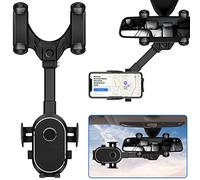 QKFON Rear View Mirror Phone Holder, Universal 360° Rotatable and Retractable Mobile Phone Holder, Car Rear View Mirror for iPhone, Huawei, Xiaomi and Samsung Galaxy Mobile Phones, etc