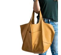 QKFON Women's Large Handbag PU Leather Satchel Work Tote Shoulder Bags Purse Soft Crossbody Oversized Bag Gift for Girls Women Birthday Valentine's Day Mother's Day 70x40x28 CM (Yellow)