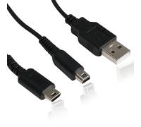 Qkhcable 2-in-1 Charger Cable for Nintendo DS Lite - Universal USB Charging Cable Lead Wire Cord Cable for DS Lite, 3DS, New 3DS XL, 2DS, DSi & More - Simultaneous Play & Charge - Durable (Black-1pc)