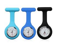 Qkhcable 3PCS Silicone Nurse Watch with Brooch, Infection Control Design, High Visibility Dial, Convenient Attachment, Easy Sterilization, Water-Resistant for Everyday Use