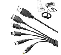Qkhcable 5 in 1 Charger Cable for Nintendo DS Lite, USB Charging Lead | For ds lite, wii u, new 3ds xl, 3ds, 2ds, dsi xl, gameboy advance sp, psp 1000/2000/3000 - multi-compatible charging cable