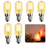 Qkhcable 6Pcs 15W E14 Screw Salt Lamp Bulbs 230V, Scentsy Light Small Edison Screw Bulb Mini Warmer Night Light SES Pygmy Bulb Warm White 2700K Dimmable, T20 E14 Pygmy Fridge Tubular Bulbs