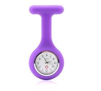 Qkhcable Nurses Watch Brooch, Silicone Fob Watch with Brooch, Infection Control Design, Pocket Clock with Pin for Health Care Nurses Doctors Paramedic Staff Brooch Digital Fob Watches (Purple)