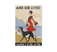 QKIODS Aluminum Metal Sign Vintage Greyhound Dog She Lived Happily Ever After For Indoor & Outdoor Size 8x12 Inches