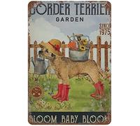 QKIODS Border Terrier Garden Vintage Metal Tin Sign 8x12 Inches for Bars Restaurants Cafes Pubs
