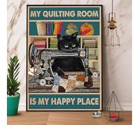QKIODS Metal Sign My Quilting Room Is My Happy Place Retro Metal Tin Sign Vintage Sign Sewing Room Wall Art Craft Room Decor 8x12 inch