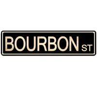 QKIODS Retro Tin Sign Bourbon st Street Sign Vintage Funny Metal Tin Sign 6x16 inch Wall Decorations (Black)