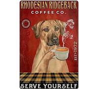 QKIODS Rhodesian Ridgeback Coffee Vintage Aluminum Metal Sign Retro For Home Bar Pub Cafe Farm Room 8x12 Inches
