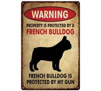 QKIODS Warning French Bulldog Vintage Aluminum Metal Sign Retro For Toilet Restroom Home 8x12 Inches