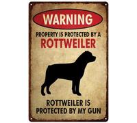QKIODS Warning Rottweiler Vintage Aluminum Metal Sign Retro For Toilet Restroom Home 8x12 Inches