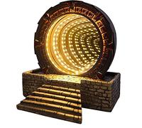 Qkiome Stargate Resin Ornament Vintage Time Tunnel Luminous Lighting Mirror Model Collectable Decoration for Table Desk Book Shelf Bedroom Desktop Decoration (Earth Yellow, One Size)