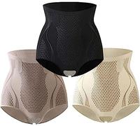 Qklovni 3Pcs Ice Silk Ion Fiber Repair Shaping Device, Ice Silk Ion Shaping Short, High Waisted Body Shaper Briefs Firm Tummy Control Pants Shapewear for Women (XXL)