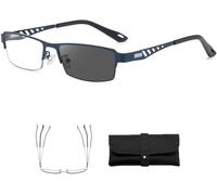 Qklovni Ifantastics Glasses Near And Far Sight, Ultra-Light Multi-Focal Photochromic Reading Glasses, Anti-Blue Light Presbyopia Glasses for Men Women (Blue, 3)