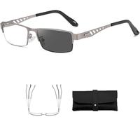 Qklovni Ifantastics Glasses Near And Far Sight, Ultra-Light Multi-Focal Photochromic Reading Glasses, Anti-Blue Light Presbyopia Glasses for Men Women (Grey, 1.5)