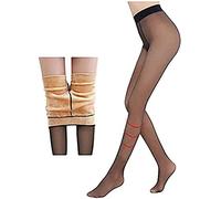 Qklovni Womens Flawless Legs Fake Translucent Warm Fleece Lined Tights, Thermal Winter Tights for Winter Outdoor, Black, Coffee (Black, Small)