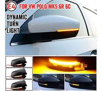 QKLsudua 2pcs Dynamic Sequential Blink Compatible with V-W POLO MK5 6R 2009-2013/POLO 6C 2014-2017 LED Side Mirror Turn Signal Light Assembly