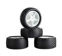 Qklyxr 4pcs Rubber Tires ABS WheeI 2 Front Behind, for HSP, 1:10 Buggy RC 66010-66030 Rc Tire(White)