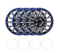 Qklyxr ABS Automobiles Hubcaps Wheels 4pcs 15in Wheel Hubcap Hub Caps Cover Black+Blue R15 Tire Steel Center Wheel Center Cap