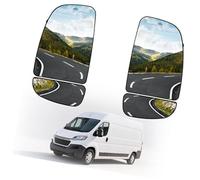 Qklyxr car side viewing glass Wing Mirror Upper and Lower Glass Right Heated Replacement, for Fiat Ducato, for Peugeot Boxer, for Citroen Relay 2006(BLACK right left upper lower)