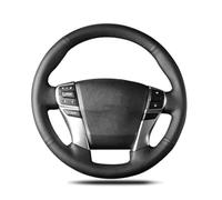 Qklyxr Car Steering Wheel Cover, for Toyota, Mark X, Reiz 2009-2014 2015 2016 2017 2018 2019 Hand Sewing Black Leather Steering Wheel Cover(BLACK Light Blue Thread)