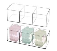 QKNOSM 2 Pack Acrylic Tea Storage Box, Clear Teabag Organizer Bins Plastic Tea Packet Organisers Storage Container for weeteners Coffee Bags (3 Compartment)