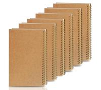 QKNOSM 6 Packs Spiral Notebook A5, Plain Paper Wirebound Notebook Kraft Cover Notebooks Blank Spiral Notepad 100 Pages 50 Sheets Bulk Journals for Study School Office Use