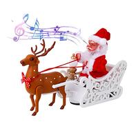 QKTYB Christmas Decoration Santa Claus Musical Deer Cart Elk Sled Toy with Music & Light Electric Elk Pulling Santa Claus Sleigh Running Walking Reindeer Singing Xmas Decor Gifts