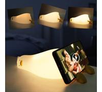 QKTYB Duck Lamp Lying Flat, Kids Night Lamp with 3 Speed Adjustable Light, Smart Bedside Lamp with Flap Sensor, Silicone Rechargeable Warm Light with 30 Minutes Timer