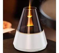 QKTYB Essential Oil Diffusers for Home, Cool Mist Plug in Electric Fire Aroma Diffuser with 7 Color LED Candle Light, 3 Timer Auto Off Flame Diffuser Humidifier for Bedroom Office Yoga (White)