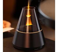 QKTYB Essential Oil Diffusers for Home, Cool Mist Plug in Electric Fire Aroma Diffuser with 7 Color LED Candle Light, 3 Timer Auto Off Flame Diffuser Humidifier for Bedroom Office Yoga (Black)