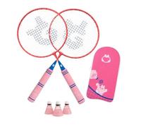 QKTYB Kids Badminton Set Extra Long 47cm/18.5inch, 1 Pair Children Badminton Rackets Set of 2, Nylon Alloy Lightweight for Kids Beginner Players Indoor Outdoor Sports Game with Carry Bag (Light Pink)