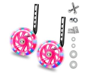 QKTYB Kids Bike Stabilisers, Bicycle Training Flash Wheels for Kids, Bike Stabilizers for Childs Support Wheels for 12 14 16 18 20 Inch (1 Pair)