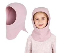 QKURT 1PCS Toddler Winter Warm Balaclava, Children Thermal Windproof Hat Warm Knit Cap Scarf Kids Solid Color Knitted Beanie Hat Snood Neck Warmer Winter Knitted Balaclava Beanie Aged 1-4 Pink