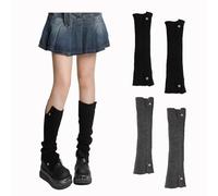 QKURT 2 Pairs Women Long Leg Warmers, Sports Yoga Leg Warmers Winter Boots Cuff Warmer Knitted Leg Warmers Comfy Knee High Socks
