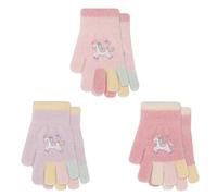 QKURT 3 Pairs Kids Magic Gloves, Toddler Unicorn Gloves Warm Knit Glove Children's Colorful Glove Soft Thermal Mittens Stretch Winter Mittens Boys Girls Full Finger Mitten for 1-5 Years