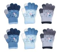 QKURT 3 Pairs Kids Magic Gloves, Toddler Warm Gloves Colorful Crystal Sand Glove Soft Thermal Glove Good Stretch Children's Full Finger Mittens with Novel Star Pattern for 1-5 Years Girls Boys