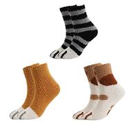 QKURT 3 Pairs Slipper Socks for Women & Girls, Winter Indoor Fuzzy Fluffy Home Sleeping Socks