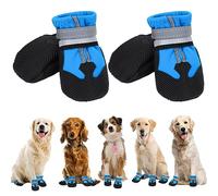 QKURT 4 Pieces Dog Boots Paw Protector, Waterproof Dog Shoes with Reflective Straps, Adjustable Washable Non-Slip, for Injured Paws, Outdoor Paw Protectors for Small Medium Large Dogs