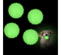 QKURT 4PCS Glow In The Dark Dog Balls, Glowing Dog Chew Toy, Luminous Rubber Ball for Puppy, Teeth Cleaner Training, Floating Throw and Fetch Toy for Small Medium Dogs