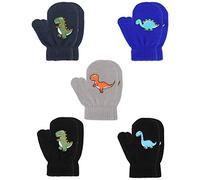 QKURT 5 Pair Toddler Stretchy Mittens, Baby Magic Mittens, Winter Knitted Mittens for 2~5 Year Old Baby Girls Boys School Playing