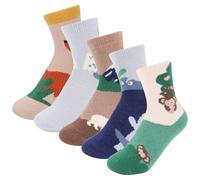 QKURT 5 Pairs Baby Fluffy Socks, Kids Thermal Indoor Bed Coral Fleece Socks with Animal Pattern Toddler Winter Fuzzy Boots Sock Children Warm Cozy Slipper Sock for Boys and Girls, Age 3-15