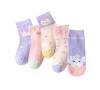QKURT 5 Pairs Girls Cotton Socks, Toddlers Ankle Socks Summer Thin Socks Casual Short Socks, Baby Girl Crew Socks School Socks Adorable Unicorn Cotton Socks for Ages 1-6