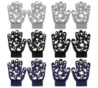 QKURT 6 Pair Kids Gloves, Kids Dinosaur Winter Thermal Magic Gloves - Full Finger, Stretchy, Knitted, Mitten for Boys & Girls (5-12 Years)