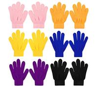 QKURT 6 Pairs Children's Magic Stretchy Gloves, Unisex Knitted Gloves Winter Warm Glove Colorful Thermal Glove for Boys Girls 4-12 Year Every Day