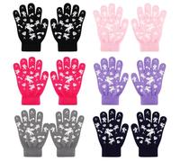 QKURT 6 Pairs Kids Knit Gloves, Winter Magic Gloves Thermal Children Glove Stretchy Colourful Glove Full Finger Mittens Birthday Christmas Mittens for 5-12 Years Old Boys Girls